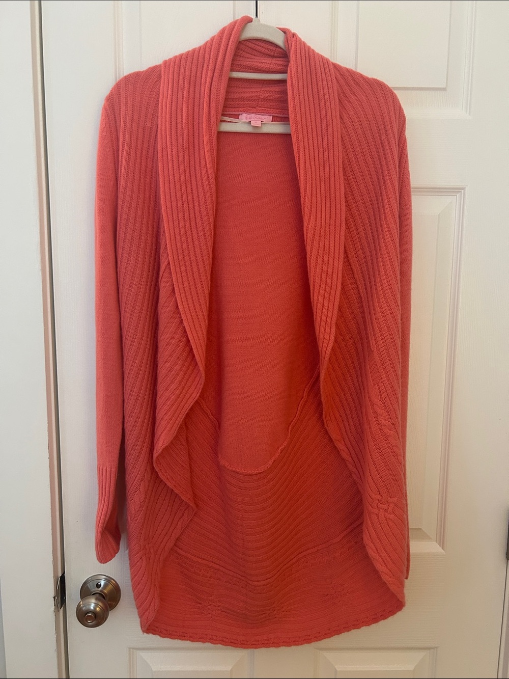 Lilly Pulitzer Women's Coral Open-Front Cardigan Sweater